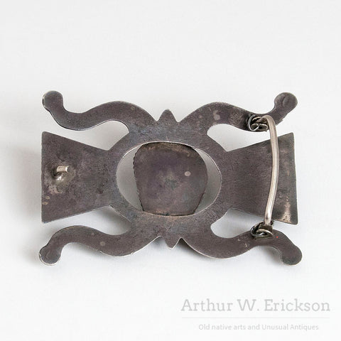 Early 20th Century Coin Silver And Turquoise Belt Buckle, Diné (Navajo)