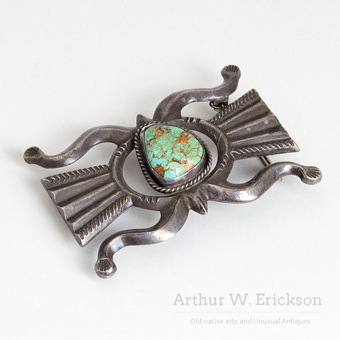 Early 20th Century Coin Silver And Turquoise Belt Buckle, Diné (Navajo)