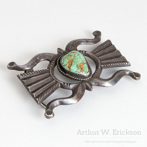 Early 20th Century Coin Silver And Turquoise Belt Buckle, Diné (Navajo)