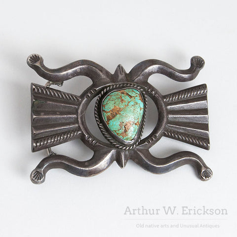 Early 20th Century Coin Silver And Turquoise Belt Buckle, Diné (Navajo)