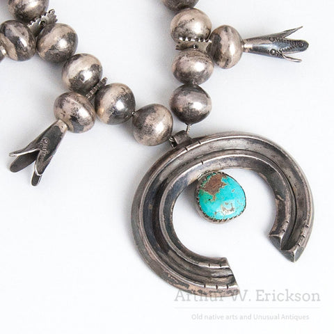 Early 20th Century Navajo Squash Blossom Necklace