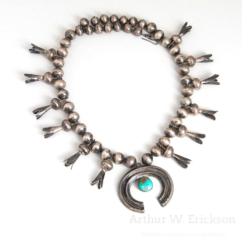 Early 20th Century Navajo Squash Blossom Necklace