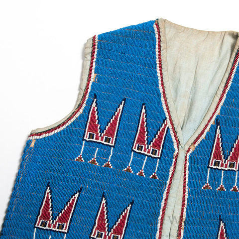 Handsome Blue Beaded Plains Indian Child's Vest