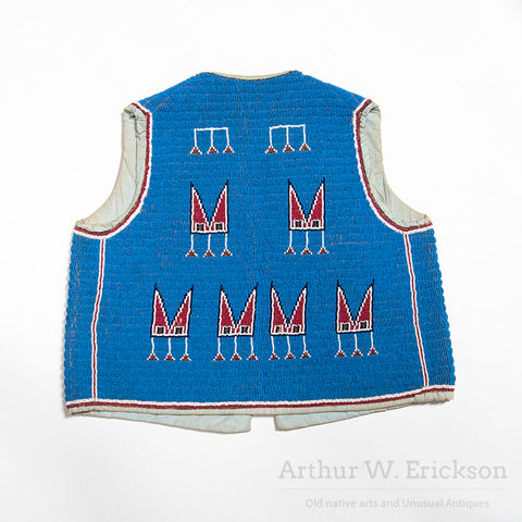 Handsome Blue Beaded Plains Indian Child's Vest