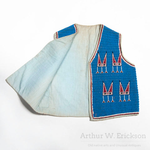 Handsome Blue Beaded Plains Indian Child's Vest