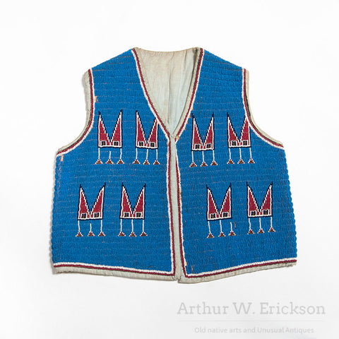 Handsome Blue Beaded Plains Indian Child's Vest