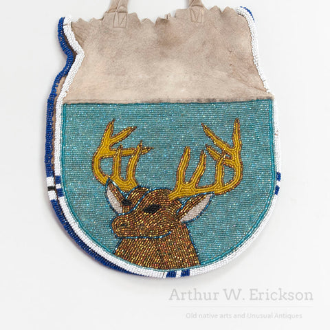 Plateau Beaded Double sided Bag with Elk