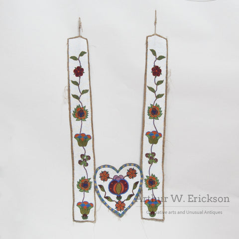 Unusual Beaded Plateau Martingale with a Heart Shaped Center Panel