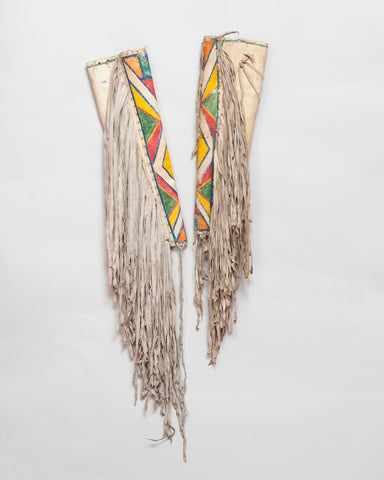 Pair of Early 20th C Plateau Parfleche Bonnet Cases