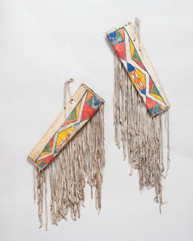 Pair of Early 20th C Plateau Parfleche Bonnet Cases