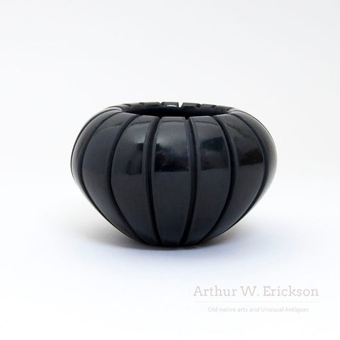 Small Santa Clara Bowl With Deep Lines by Sally Tafoya