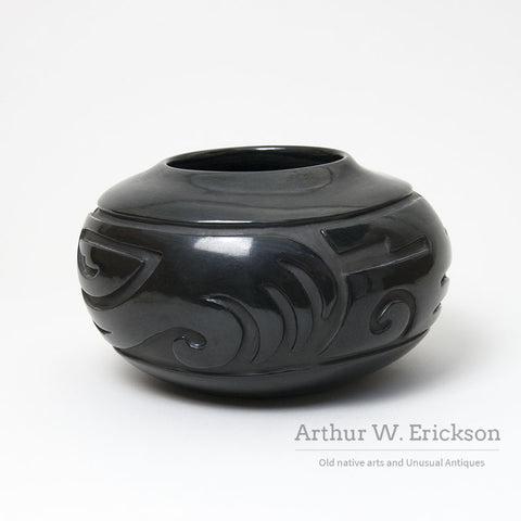 Large Mary Cain Incised Santa Clara Jar with Avanyu