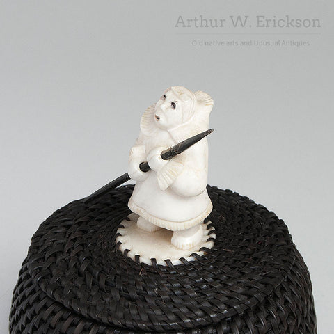 Gregg Tagarook Baleen Basket with Figural Finial