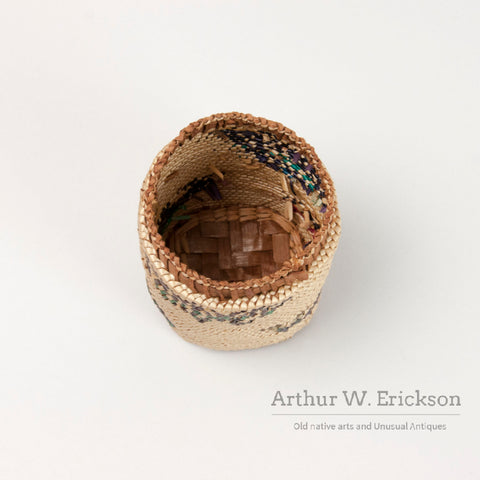 Makah Basket With Whales and Butterflies