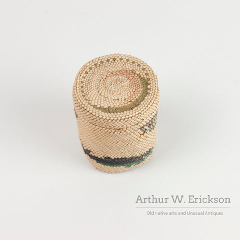 Makah Basket With Whales and Butterflies