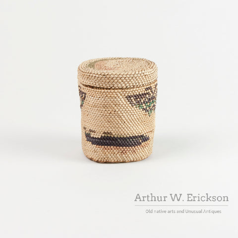 Makah Basket With Whales and Butterflies