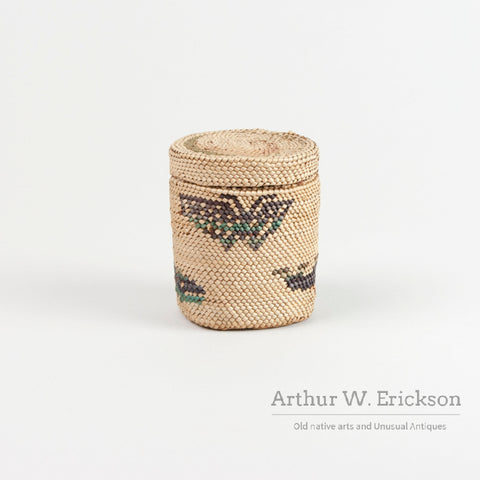 Makah Basket With Whales and Butterflies