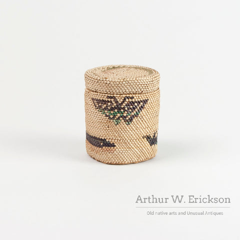 Makah Basket With Whales and Butterflies