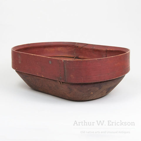 Large Eskimo Bentwood Bowl with Figural Images in the Bottom