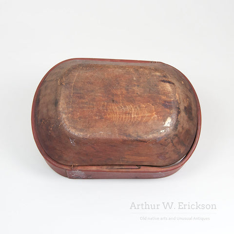 Large Eskimo Bentwood Bowl with Figural Images in the Bottom