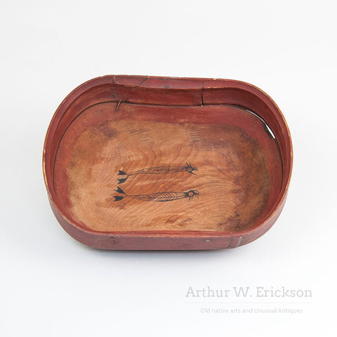 Large Eskimo Bentwood Bowl with Figural Images in the Bottom