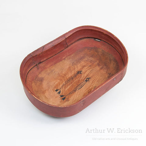 Large Eskimo Bentwood Bowl with Figural Images in the Bottom
