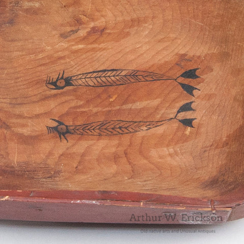 Large Eskimo Bentwood Bowl with Figural Images in the Bottom