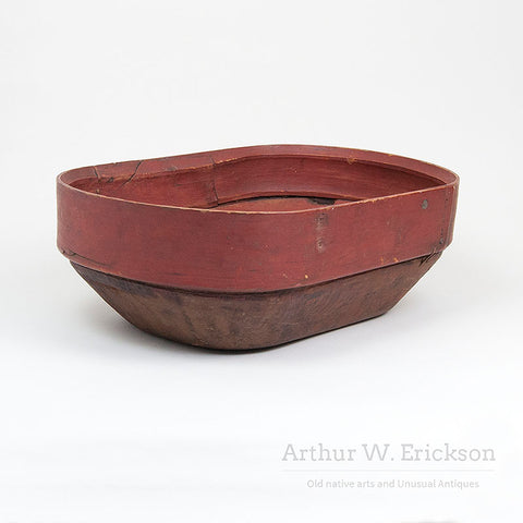 Large Eskimo Bentwood Bowl with Figural Images in the Bottom