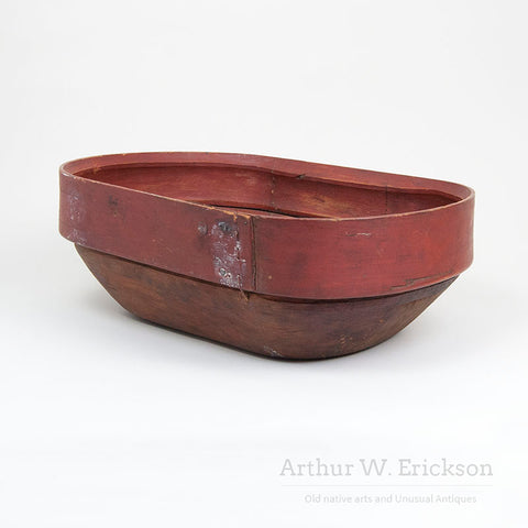 Large Eskimo Bentwood Bowl with Figural Images in the Bottom