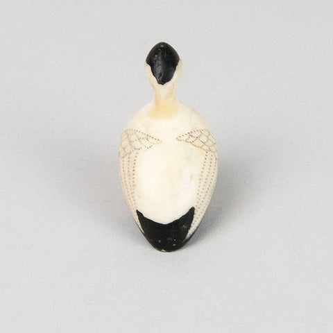 Inuit carved & Scrimshawed Walrus Ivory Duck