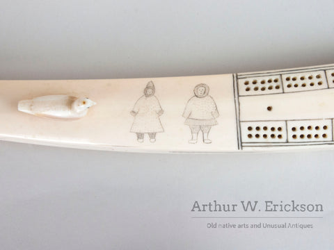 Large 1950's Inuit Walrus Ivory Cribbage board
