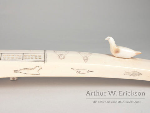 Large 1950's Inuit Walrus Ivory Cribbage board