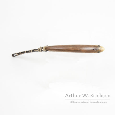 Inuit fossilized Ivory Fishing Lure with Baleen Attachment