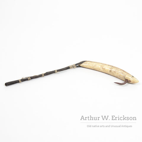Inuit fossilized Ivory Fishing Lure with Baleen Attachment