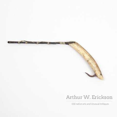 Inuit fossilized Ivory Fishing Lure with Baleen Attachment