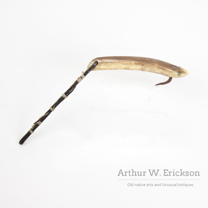 Inuit fossilized Ivory Fishing Lure with Baleen Attachment