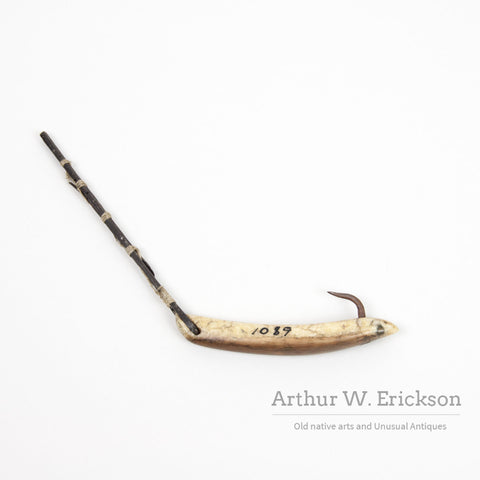 Inuit fossilized Ivory Fishing Lure with Baleen Attachment