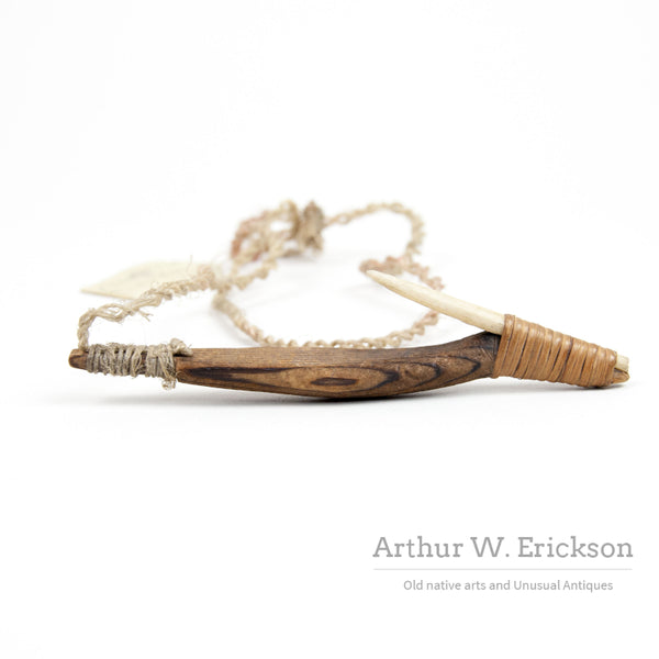 Native American Tom Cod Hook With Long Sinew Line