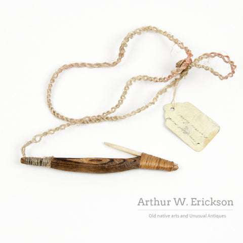 Native American Tom Cod Hook With Long Sinew Line