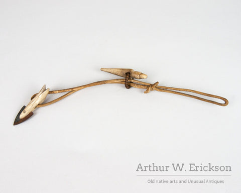 Small Inuit Ivory Toggle Harpoon  Head with Metal Point on Leather cord
