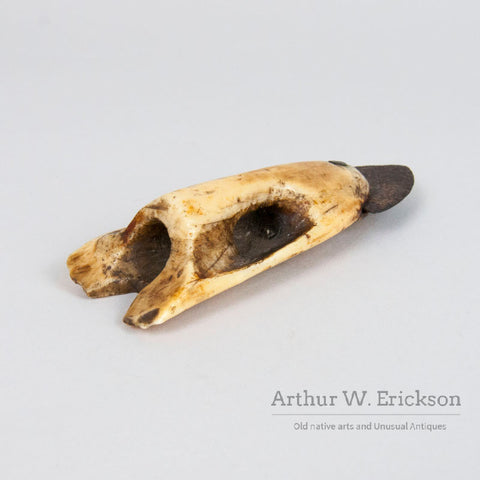 Inuit 19th C. Large Ivory Harpoon Point With an Iron Blade