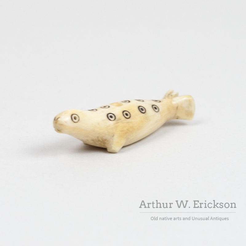 Inuit Ivory Seal Button with Circle & Dot decoration