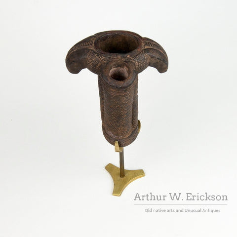 Large Cameroon Figural Ceramic Tobacco Pipe