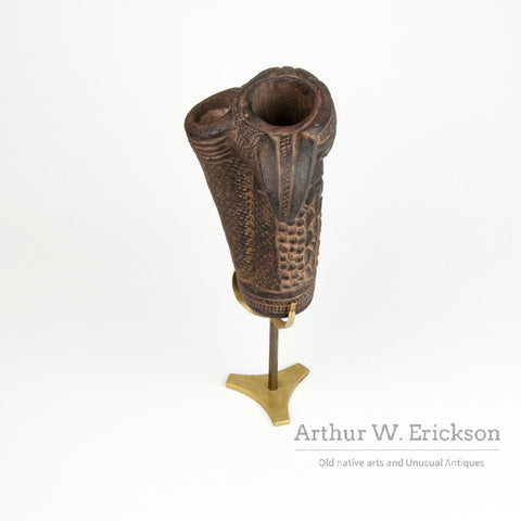 Large Cameroon Figural Ceramic Tobacco Pipe