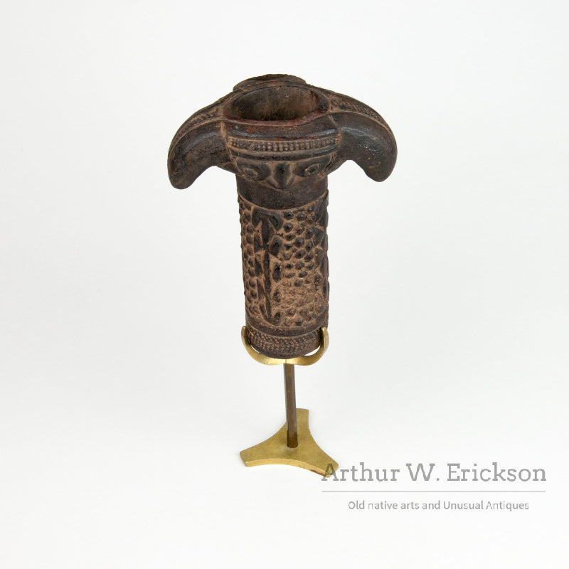 Large Cameroon Figural Ceramic Tobacco Pipe