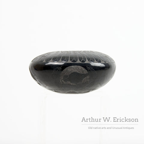 Fine Black Pueblo Pottery Bowl by Elmer Red Star (1937-2018)