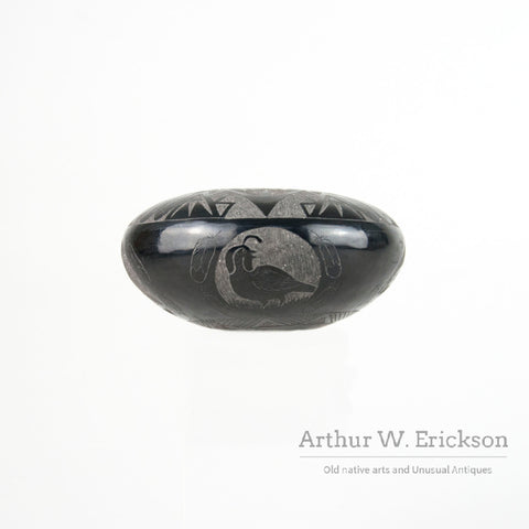 Fine Black Pueblo Pottery Bowl by Elmer Red Star (1937-2018)