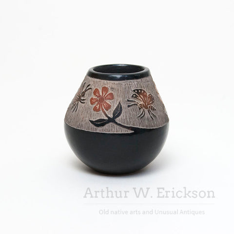 Small Santa Clara Jar With Sgraffito Designs by Crow Moquino (1929-2016)