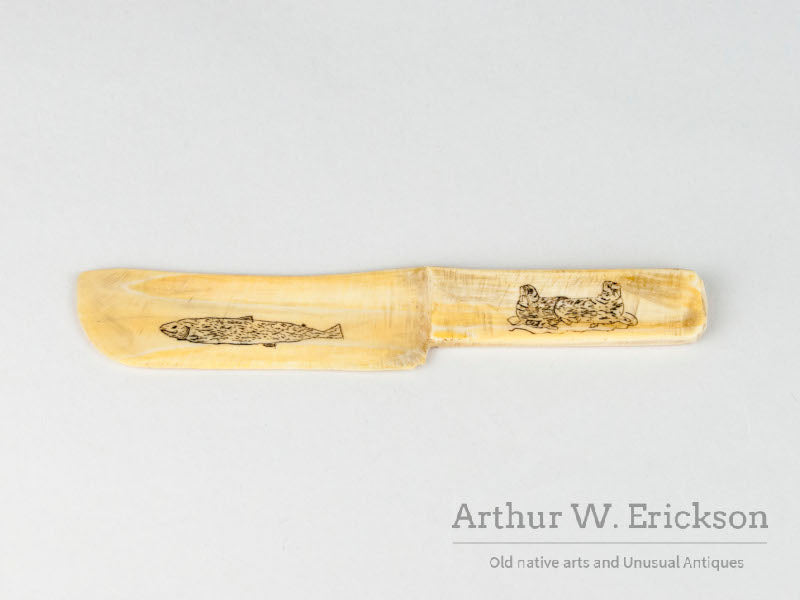 Small Inuit Scrimshawed Ivory Letter Opener