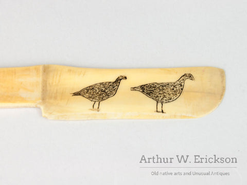 Small Inuit Scrimshawed Ivory Letter Opener